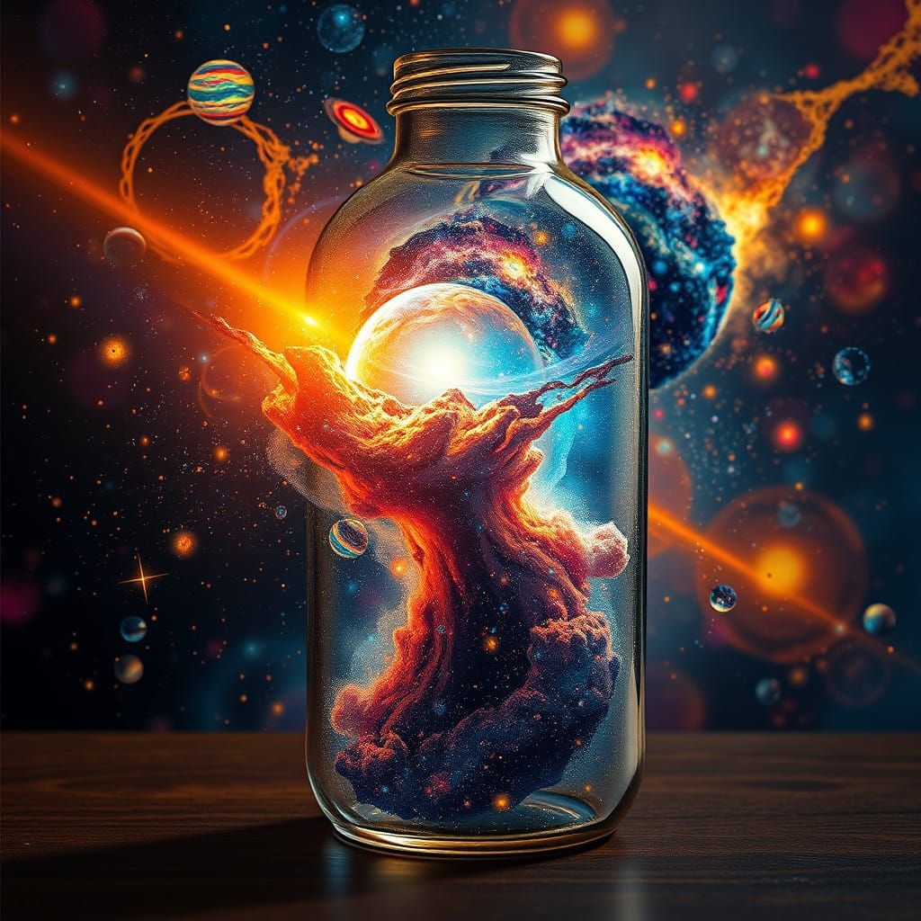 Cosmic Galaxy in a Delicate Glass Bottle