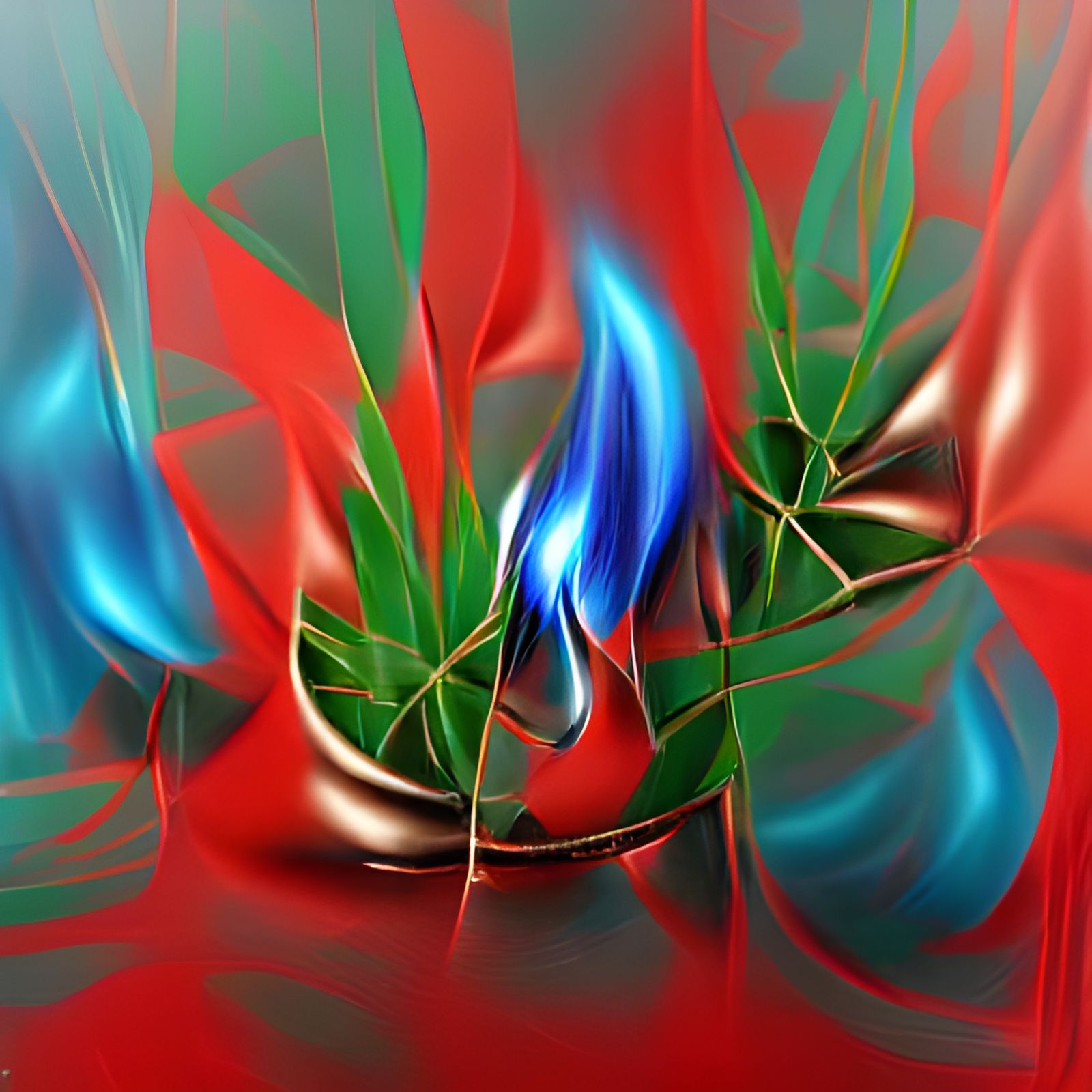 Reflective Flames Colliding in Pop Art Style