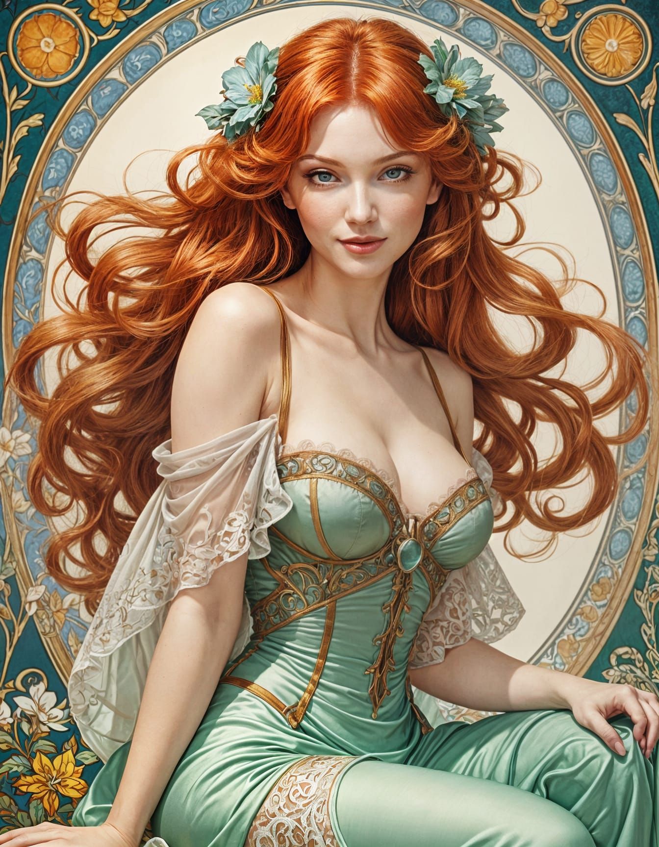 Redhead in Silk: Art Nouveau and Fantasy Illustration