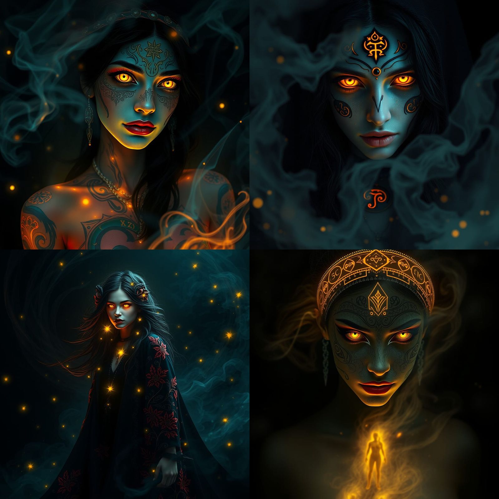 Ethereal Gypsy Goddess with Neon Soul in Hyperrealism