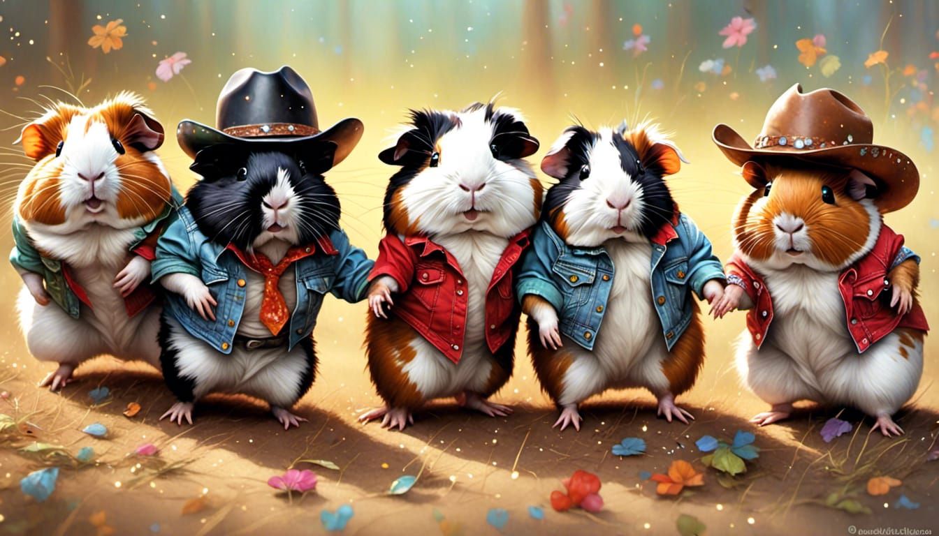 guinea pig cowboys doing line dancing