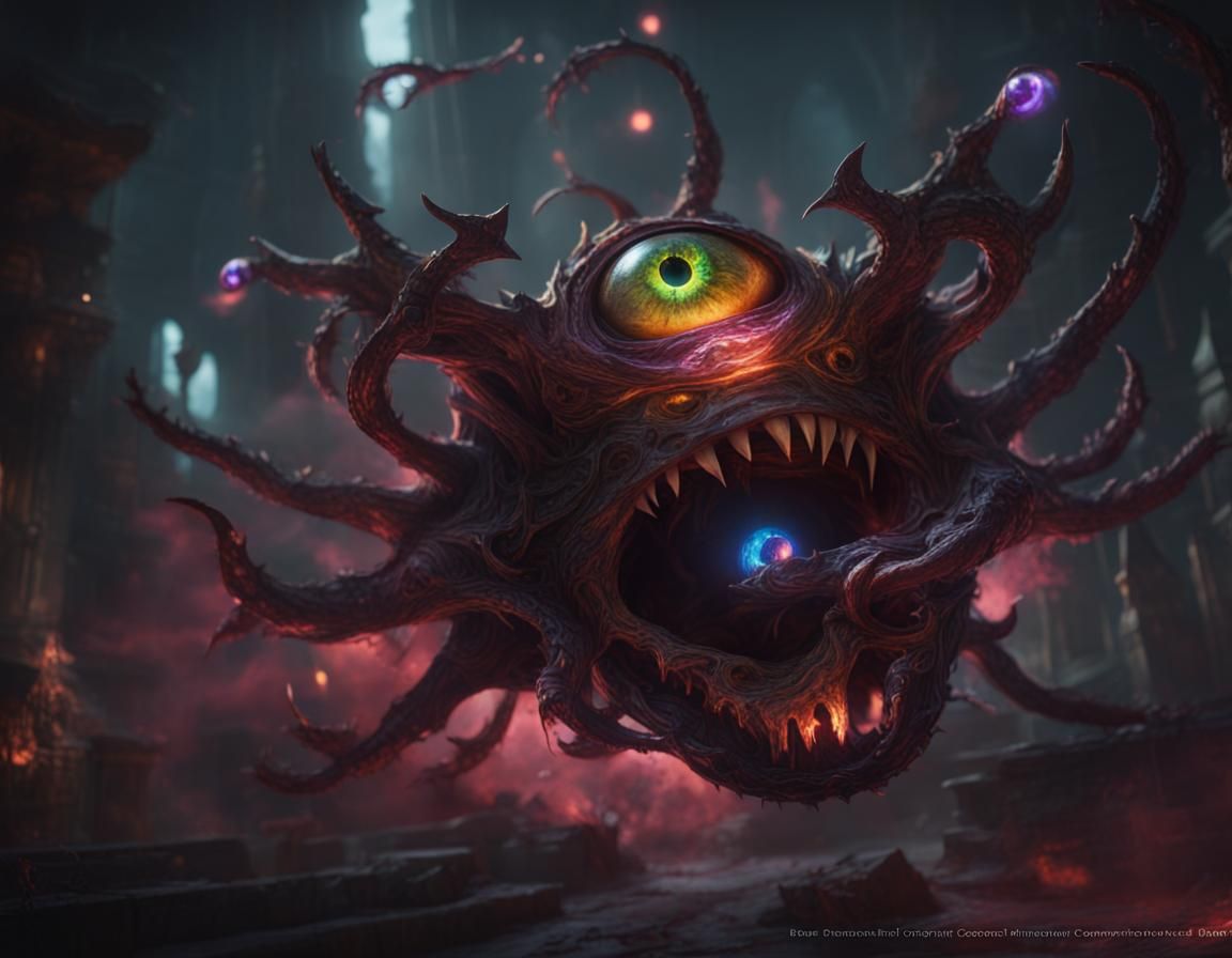 Menacing Beholder Unleashes Magic Beams in Detailed Matte Pa...