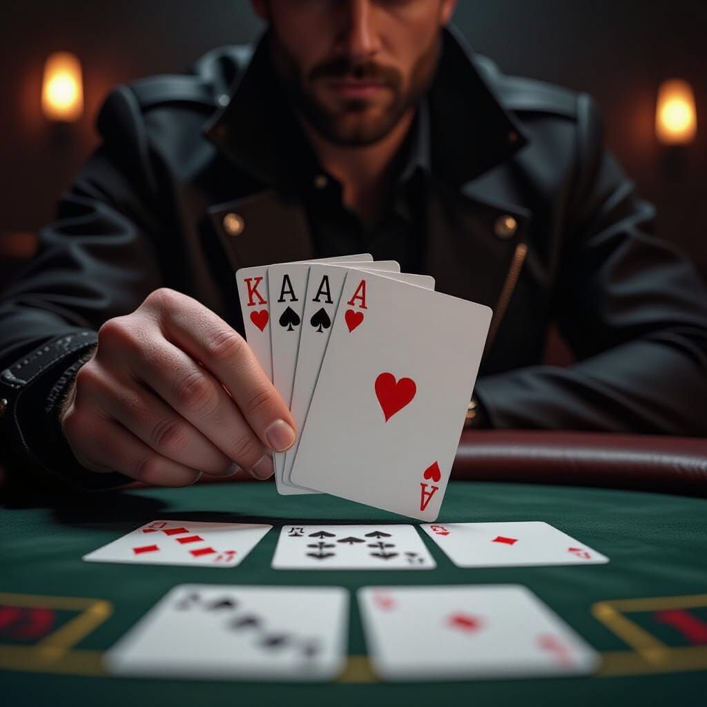 Tense Poker Game in Hyperrealistic Digital Art Style