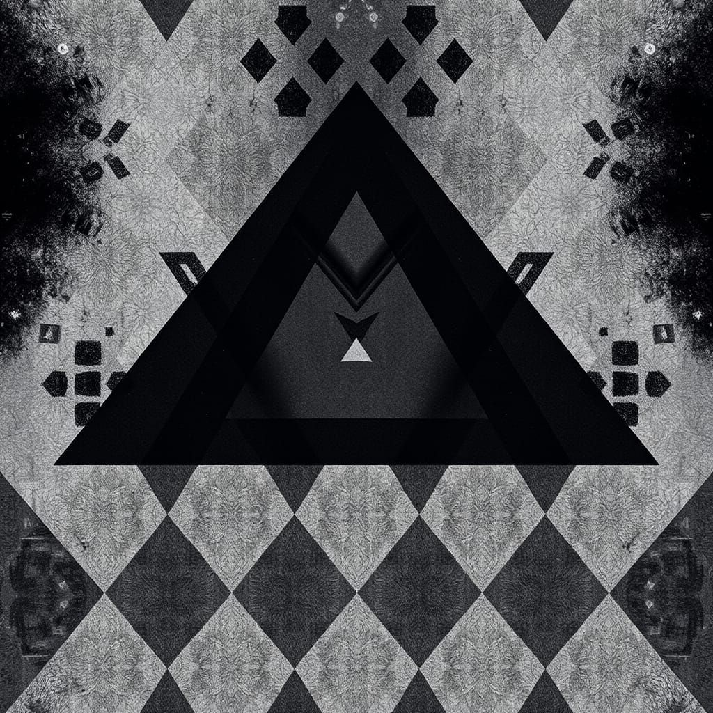 Mysterious Triangular Form in a Whirlwind of Color