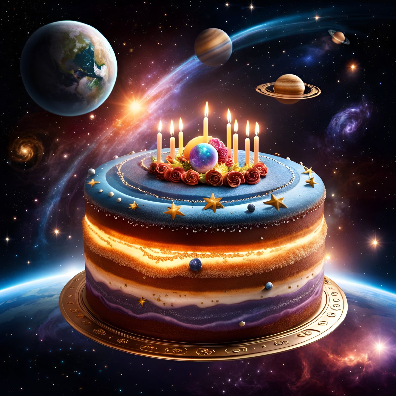 A Single Tier Celestial Cake