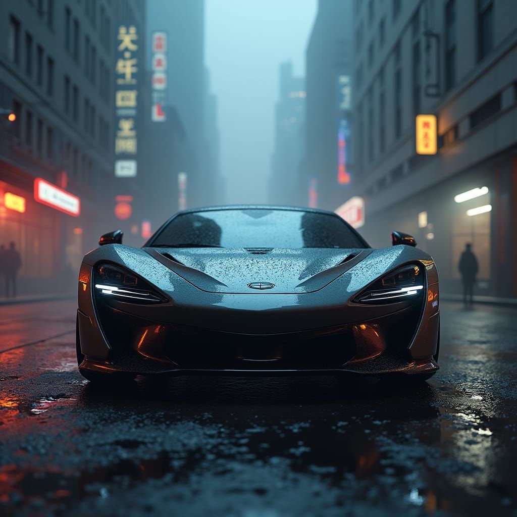 Modern Sports Car in City Alleyway with Dead Battery