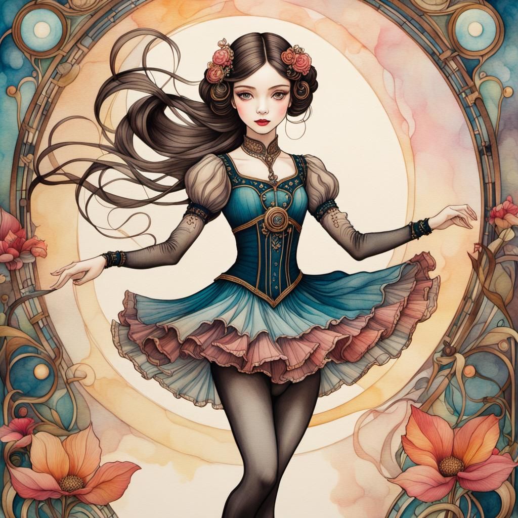 Graceful Dancer in Art Nouveau Style