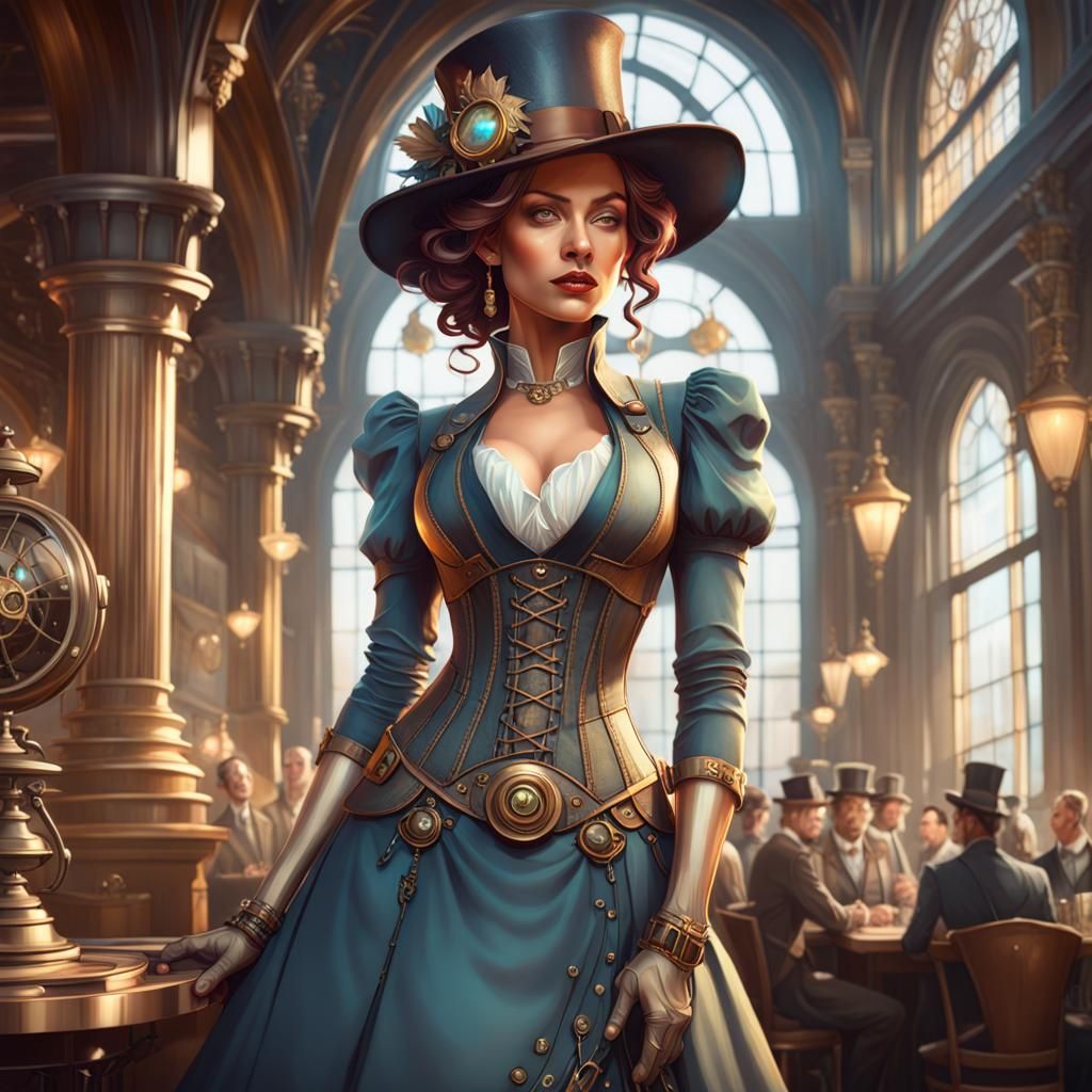 Steampunk Girl Portrait in Disney Style