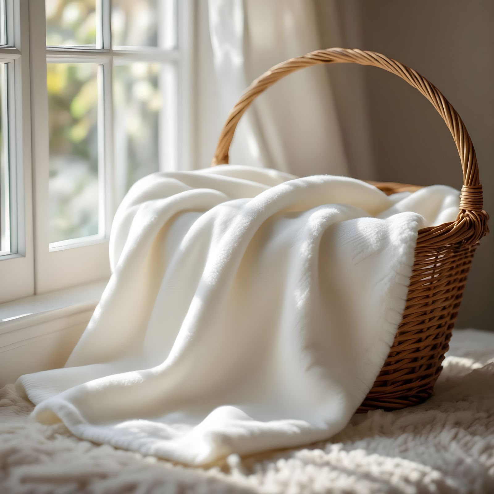 Cozy White Throw Blanket in Soft Natural Daylight