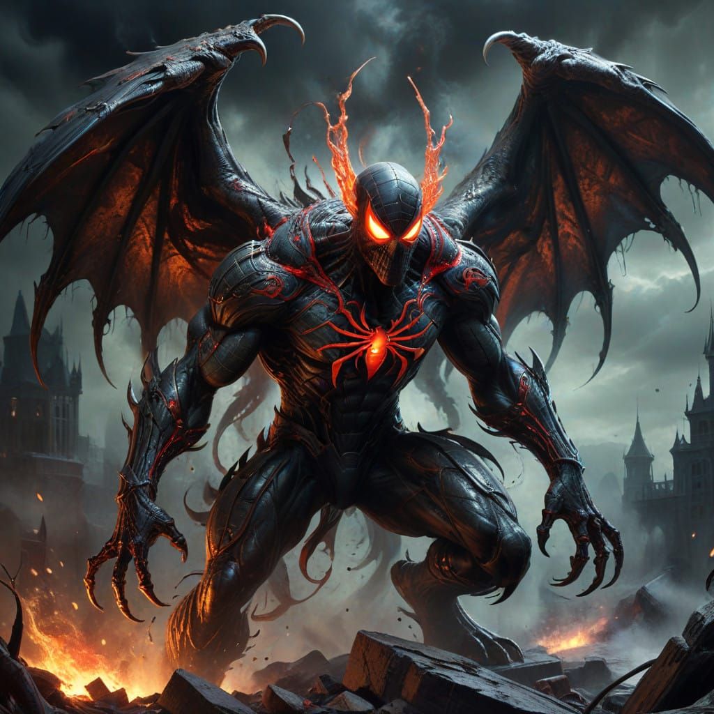 Cybernetic Eagle-Spider Hybrid: Dark Gothic Creature