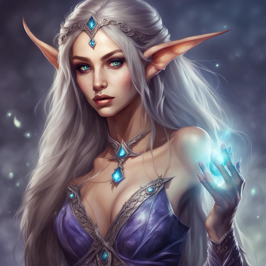 Fantasy Elf Sorceress: A Beautiful AI Art Creation