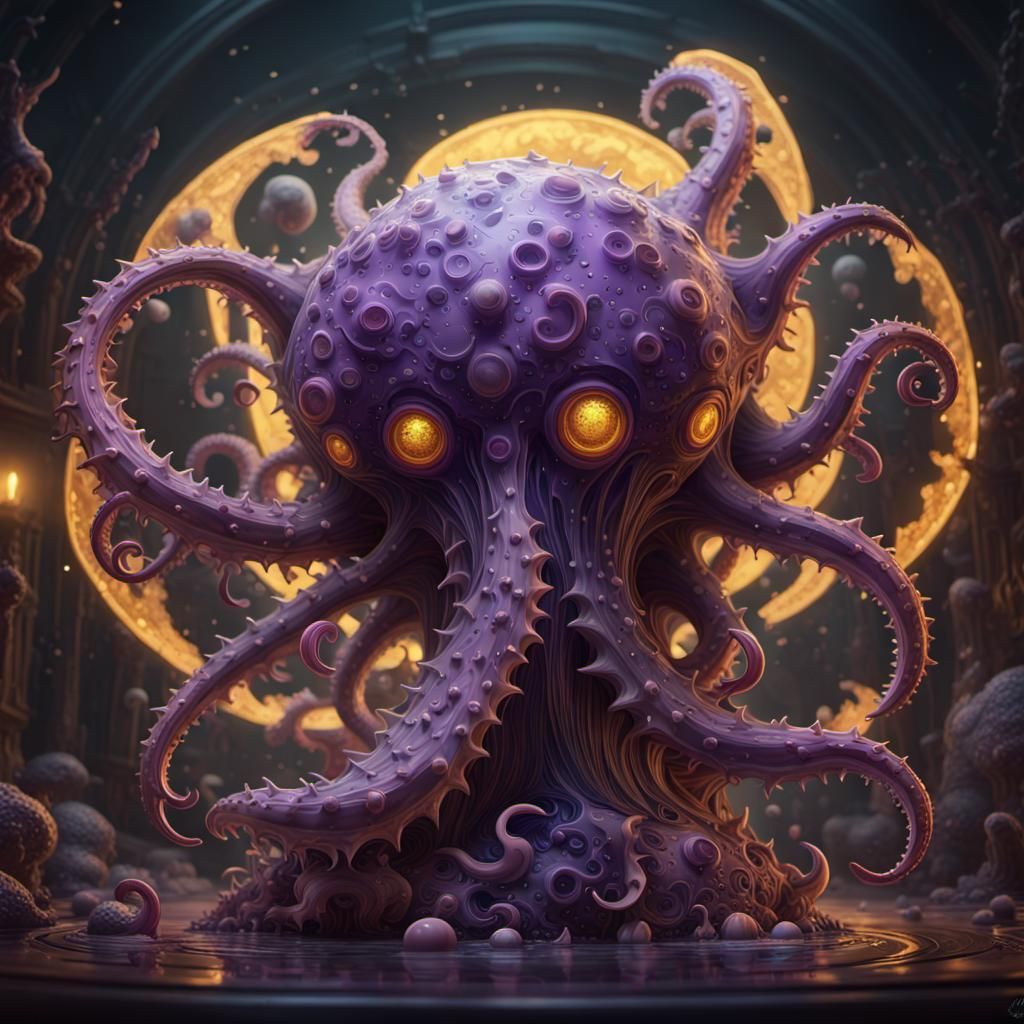 Lovecraftian Amoeba in Dark Fantasy Style