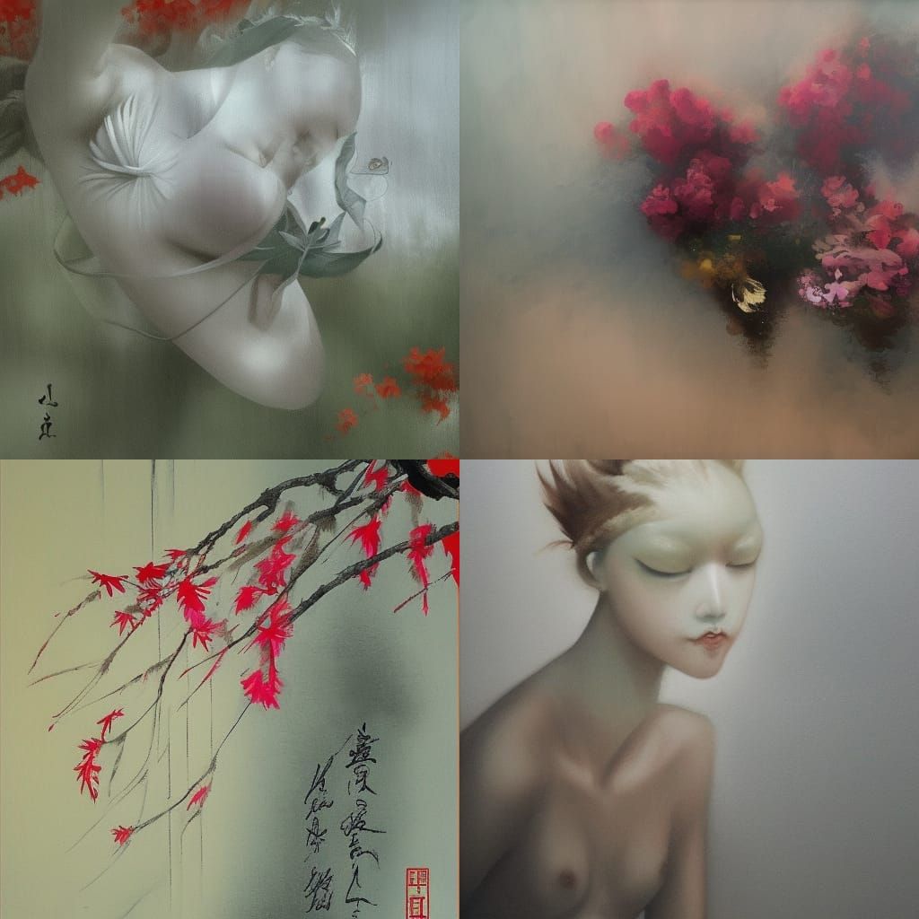 Birds on Branch in Traditional Asian Style