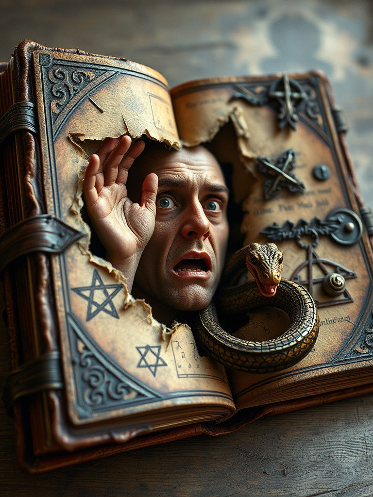 He is trapped for all eternity in a cursed occult Bible