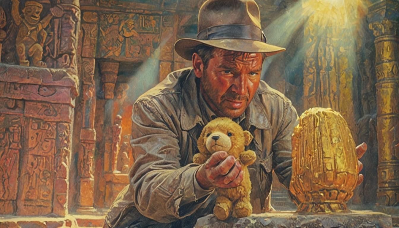 The scene from Indiana Jones and the raiders of the lost ark where he replaces the fertility idol on the pedestal with a...