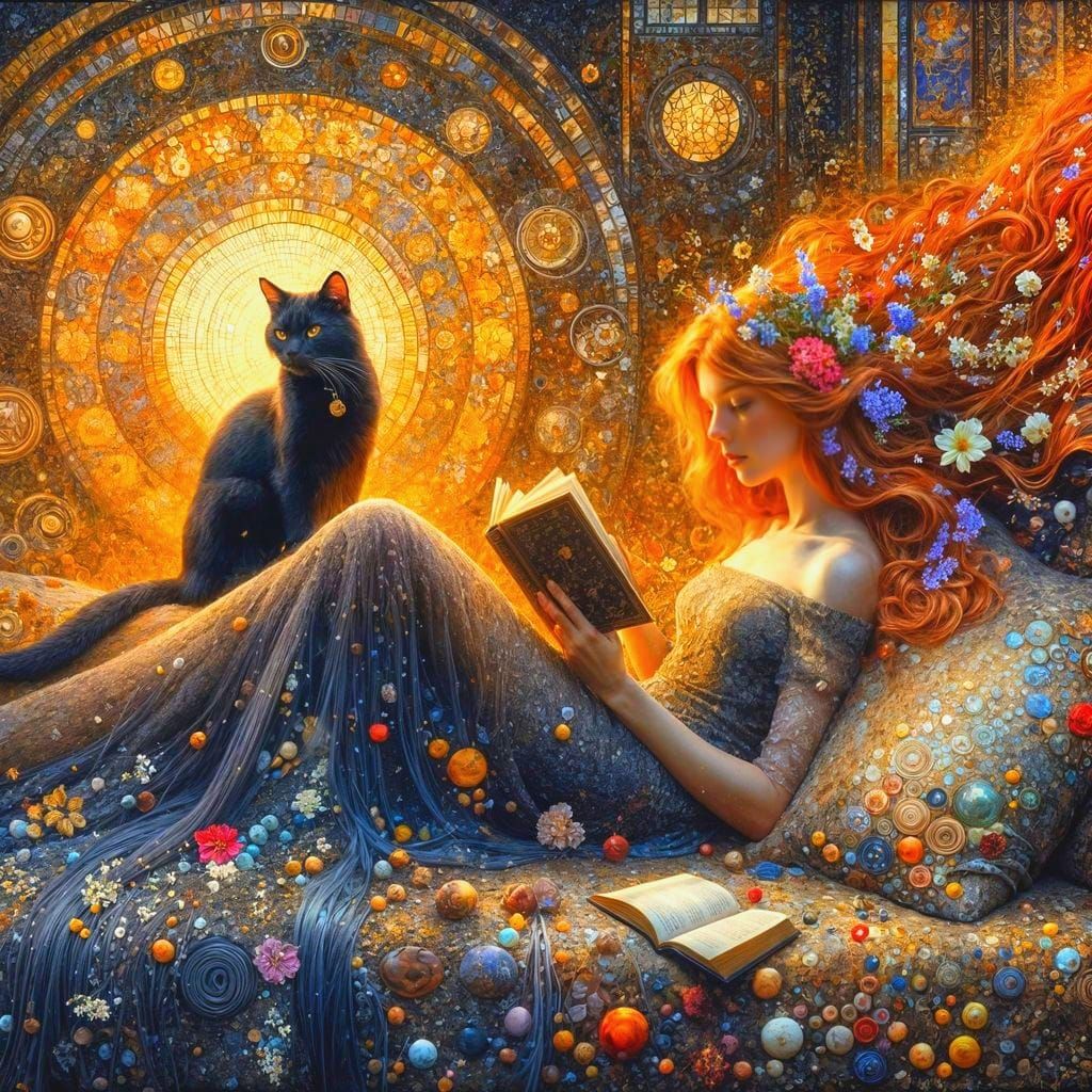 Woman and Cat in a Fantastical Matte Painting