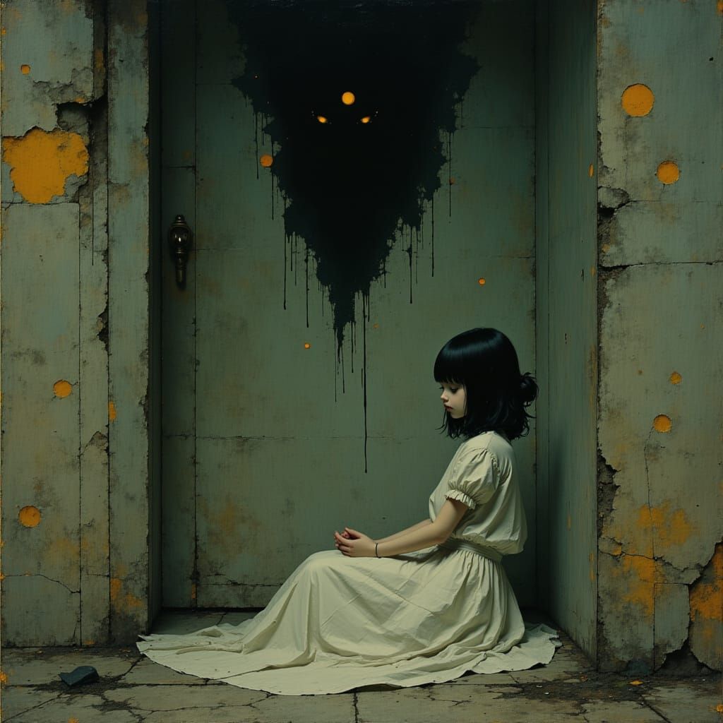 Ethereal Melancholy: A Young Girl Lost in Thought