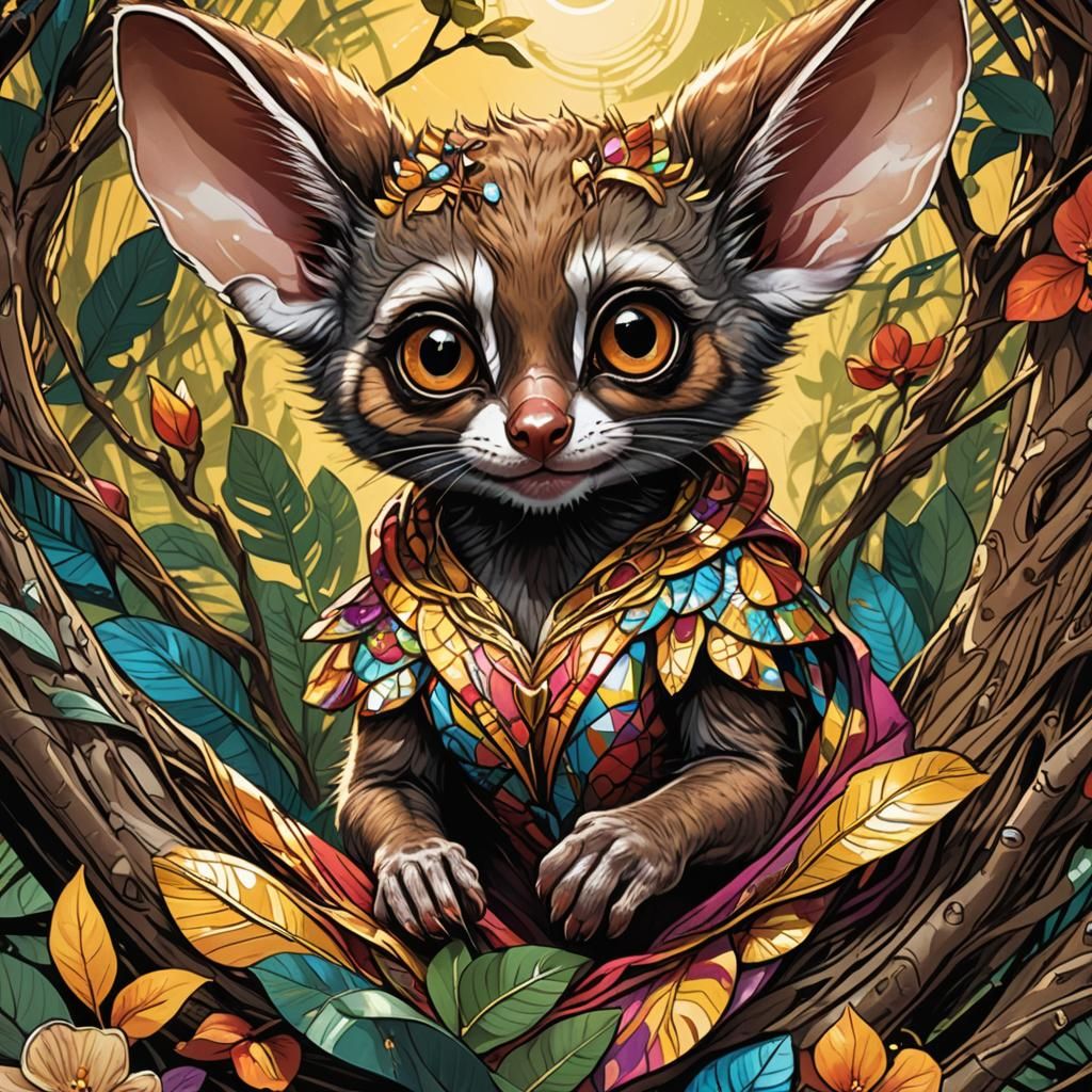 Bush Baby Ready for Prom in Comic Style