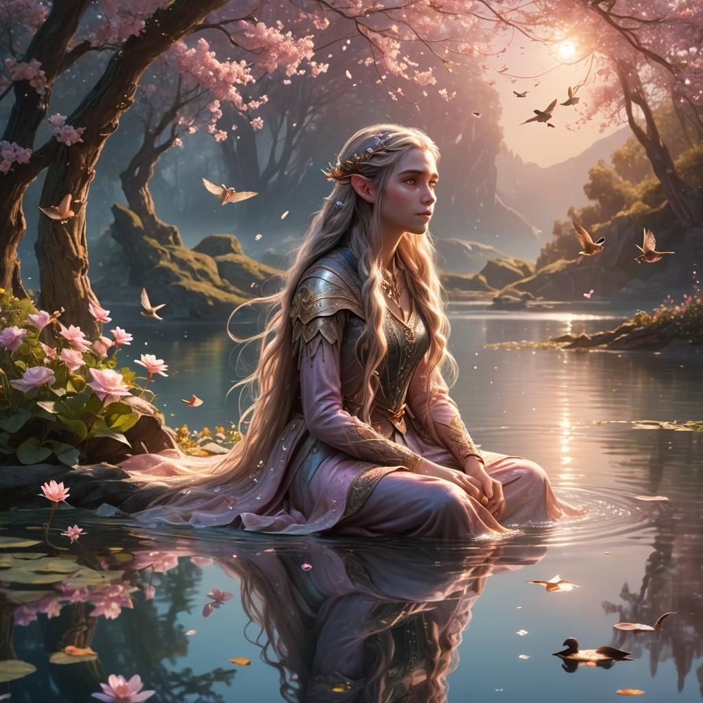 Elf Braided by Birds: Fantastical Concept Art