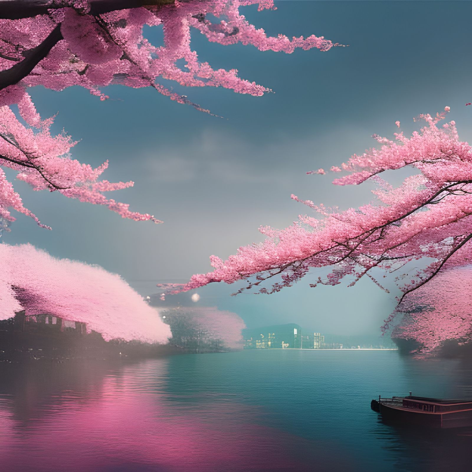 Cinematic Cherry Blossoms Digital Matte Painting