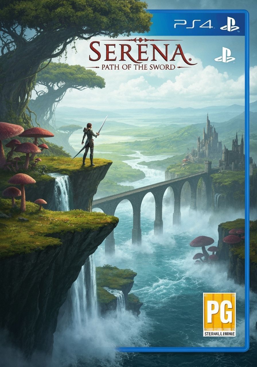 Fantasy Woman Warrior in Dramatic Landscape: Game Cover Art