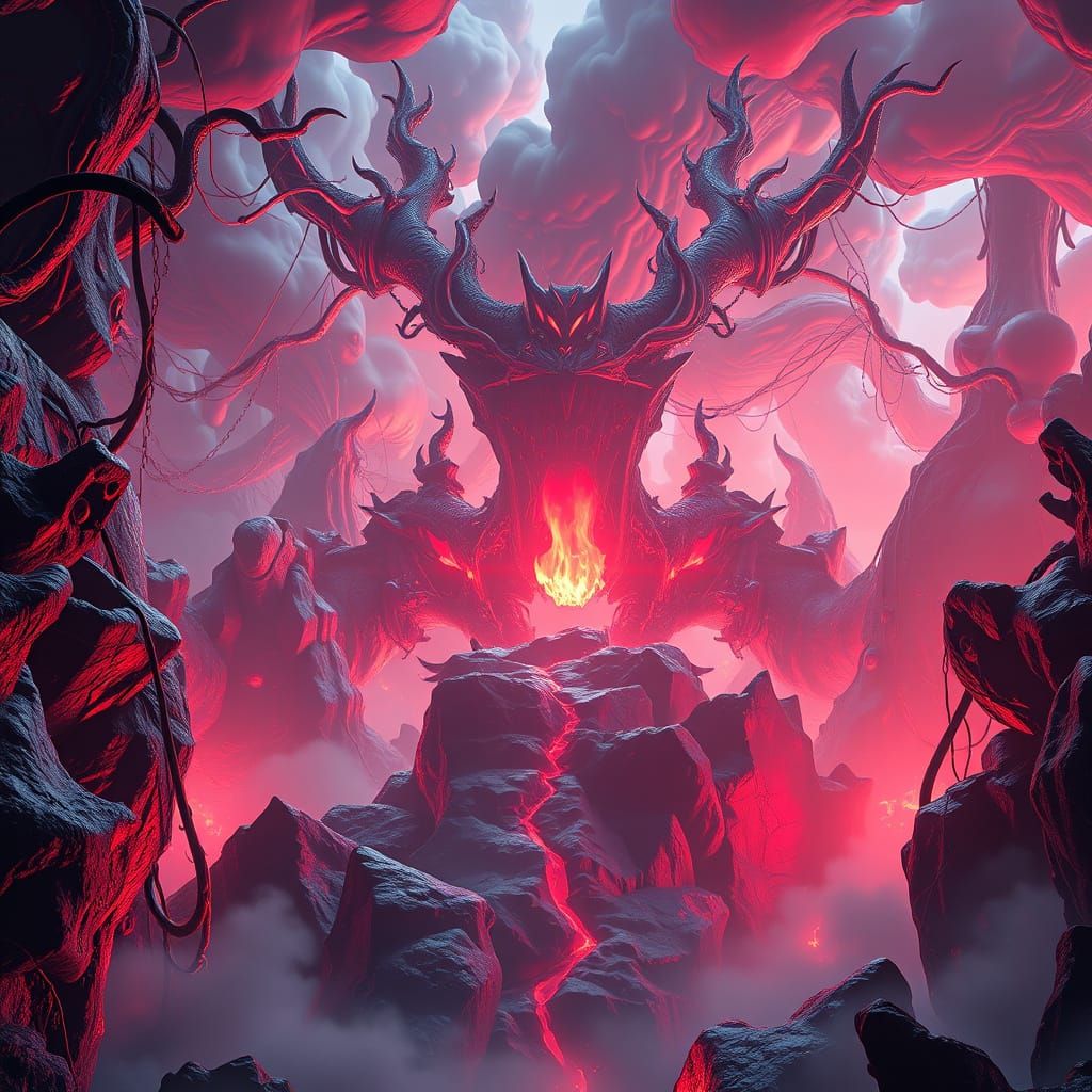 Surreal Dreamscapes of Dark Fantasy in Cyberpunk Style