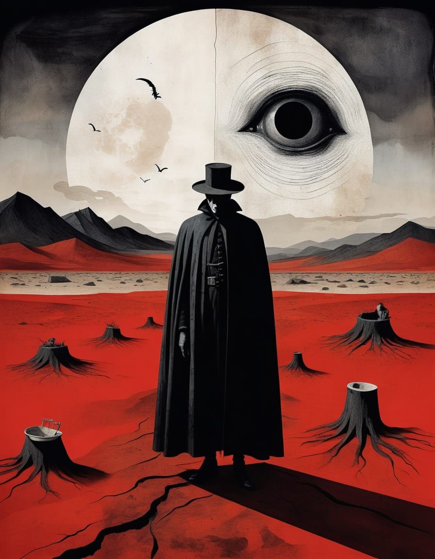 Gothic Horror Vampire Feast in Red Desert