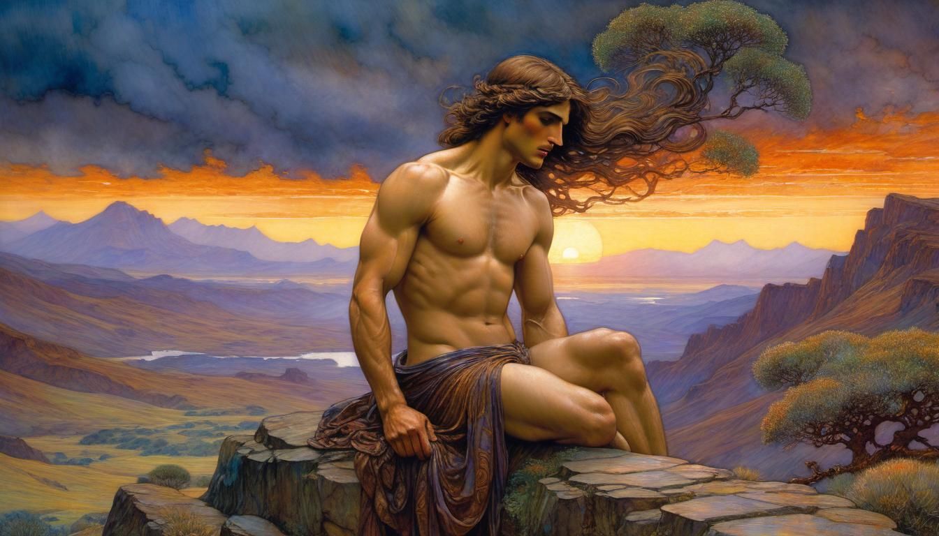 Longing: Watercolor Landscape in Norman Lindsay Style