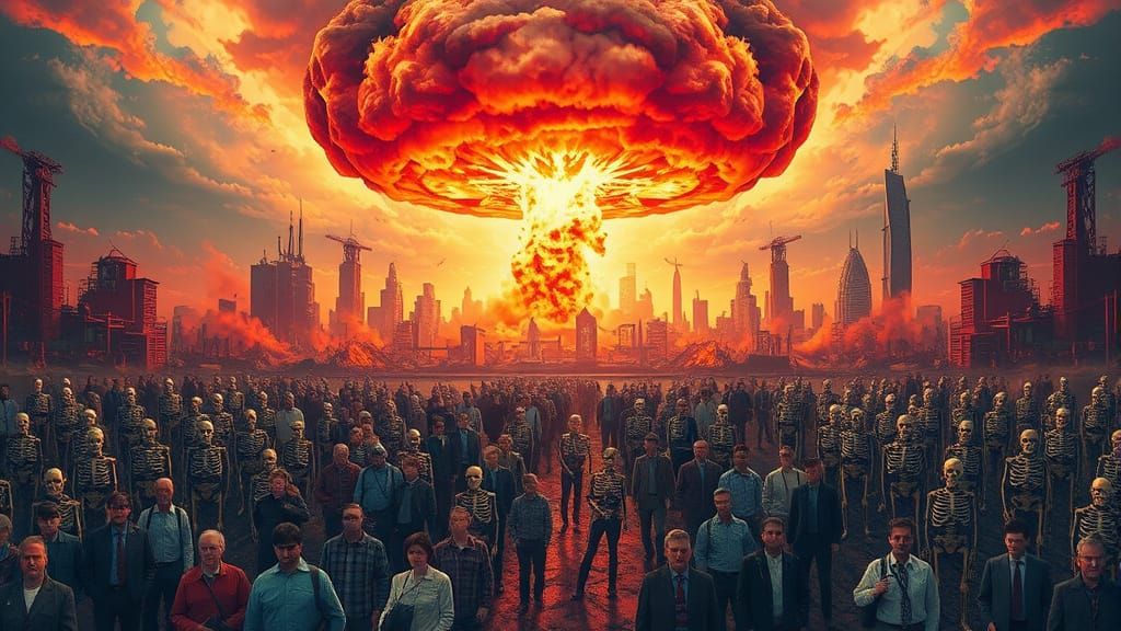 Dystopian Nuclear Explosion Transforms City into Skeletal Ru...