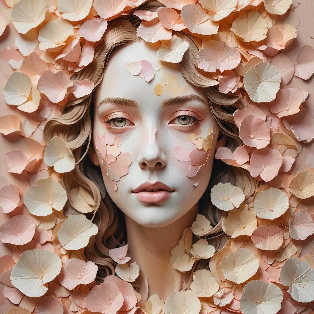 Paper Woman Portrait in Impressionist Watercolor Style