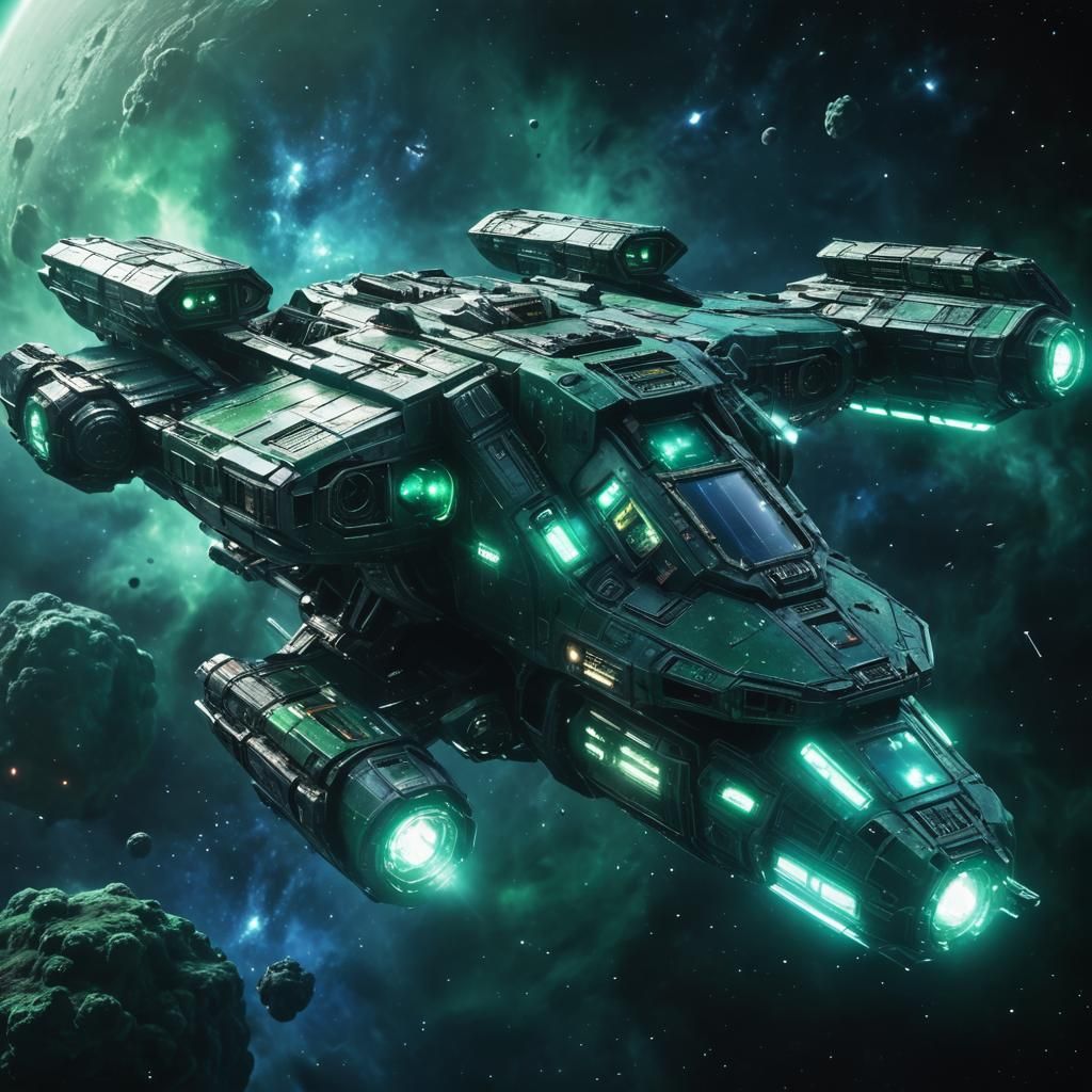 Epic Spaceships Surrounded by Colorful Nebulas