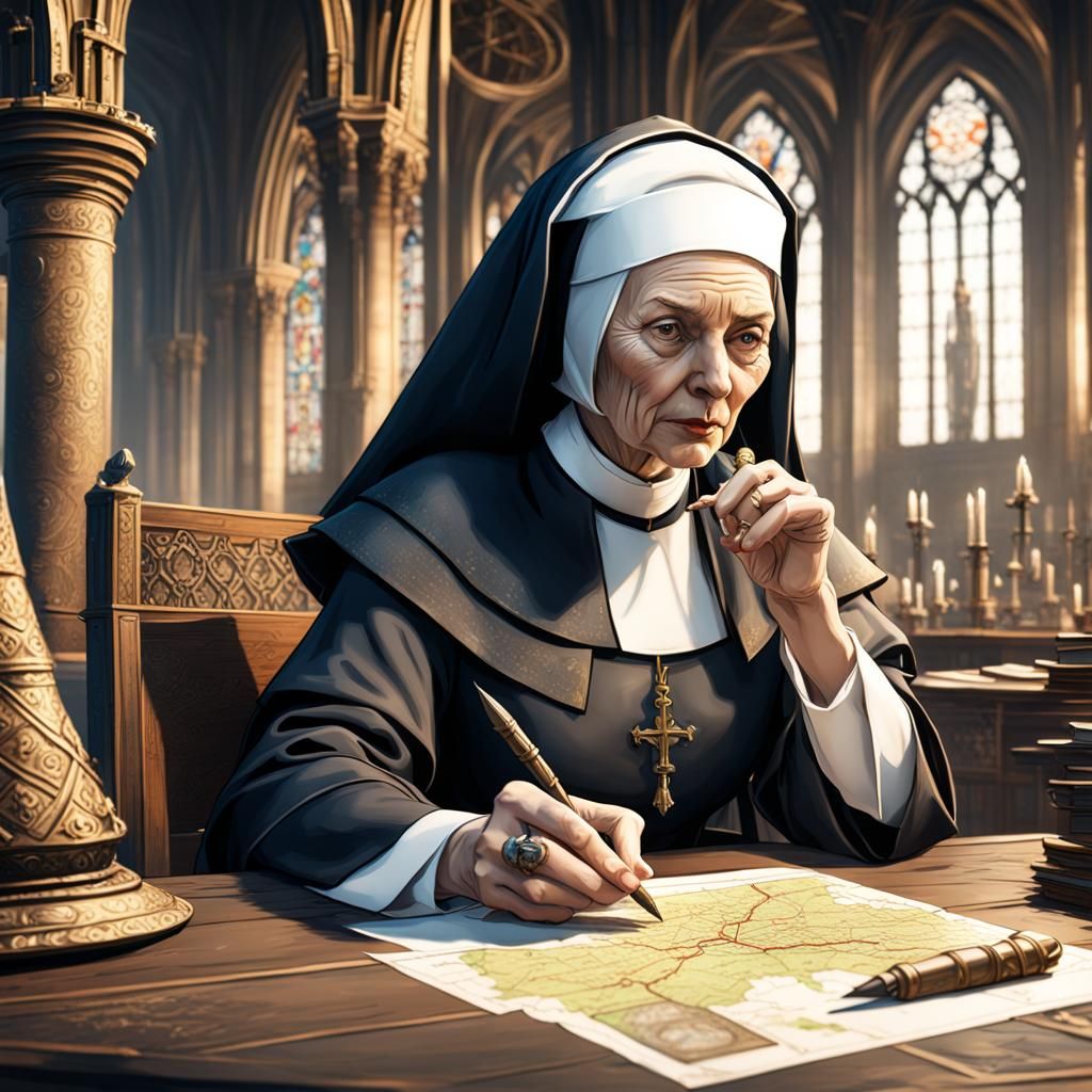 Medieval Nun Creates London Map: Fantasy Concept Art
