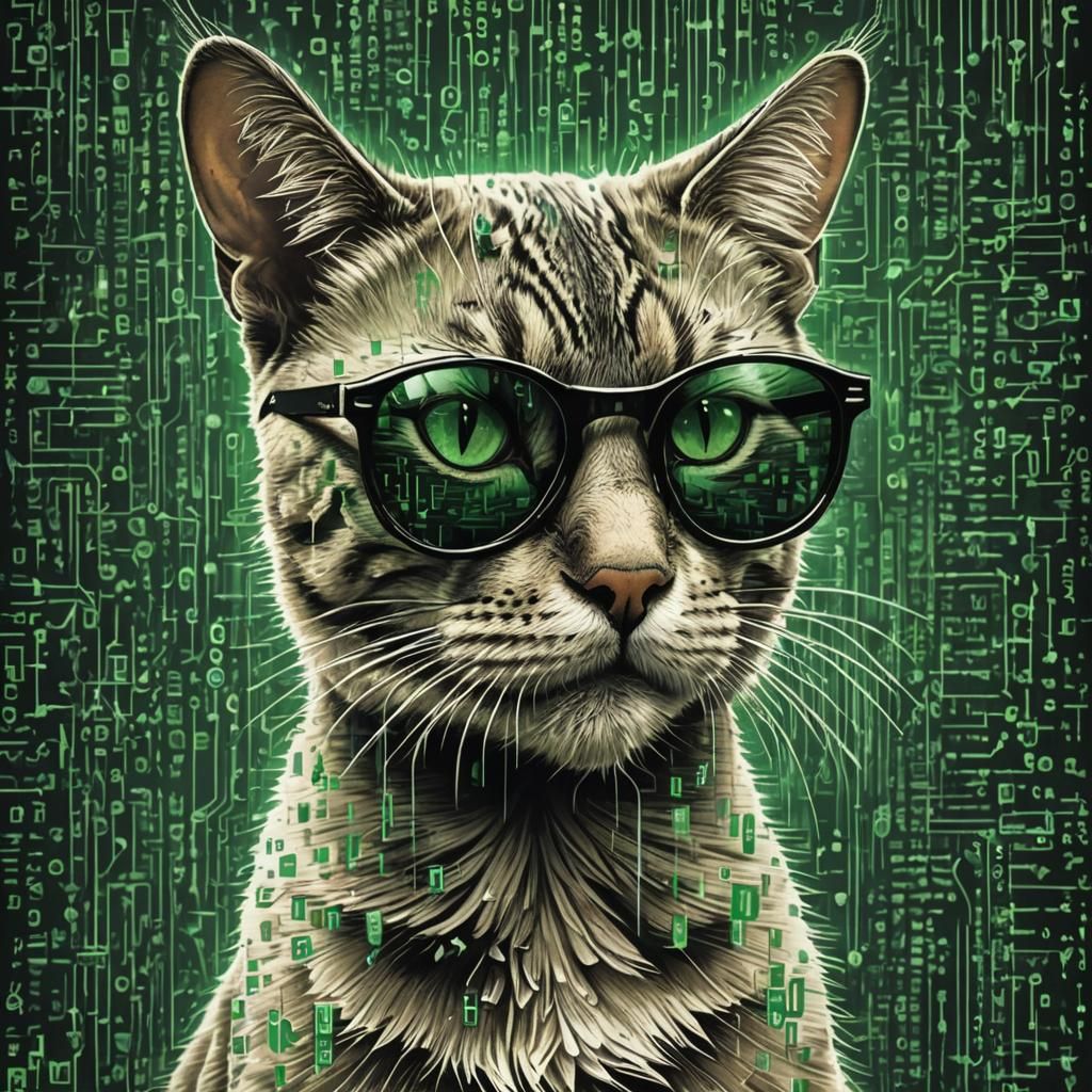 Cat in Cyberspace Matrix Style
