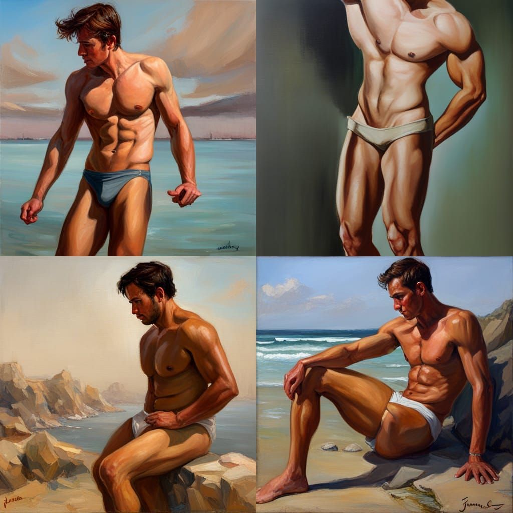 Classical Style Oil Painting of a Muscular Man