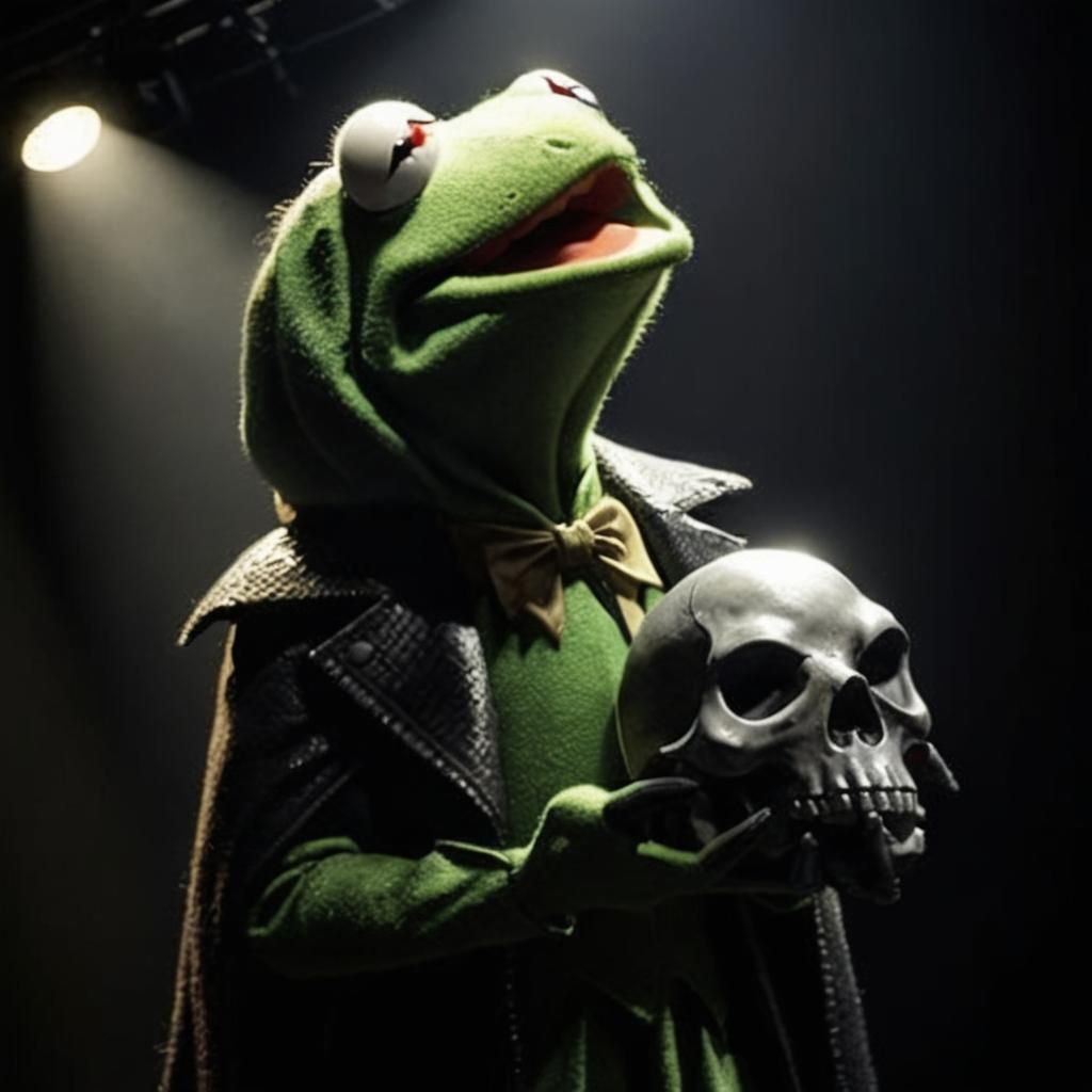 Kermit the Frog as Hamlet on Stage