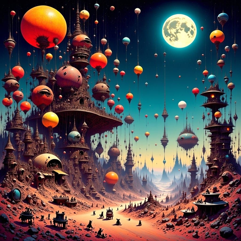 Fantastical Landscape in a Futuristic Surreal Style