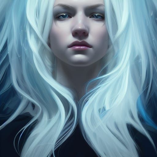 Fairy Portrait with Long White Hair, Detailed Art