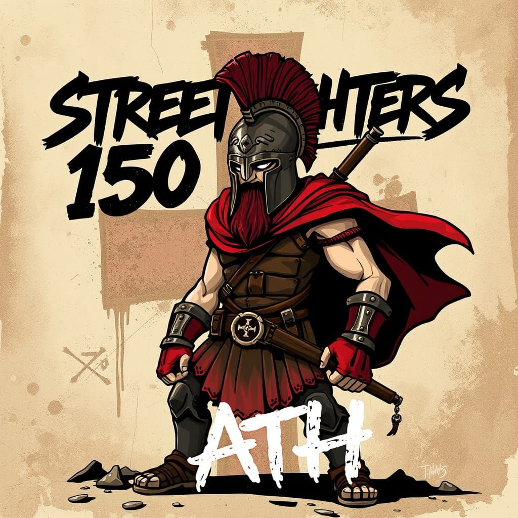 Gritty Spartan Warrior Graffiti Art