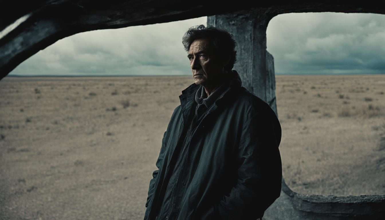 Shadows of a Fractured Soul in a Desolate Landscape