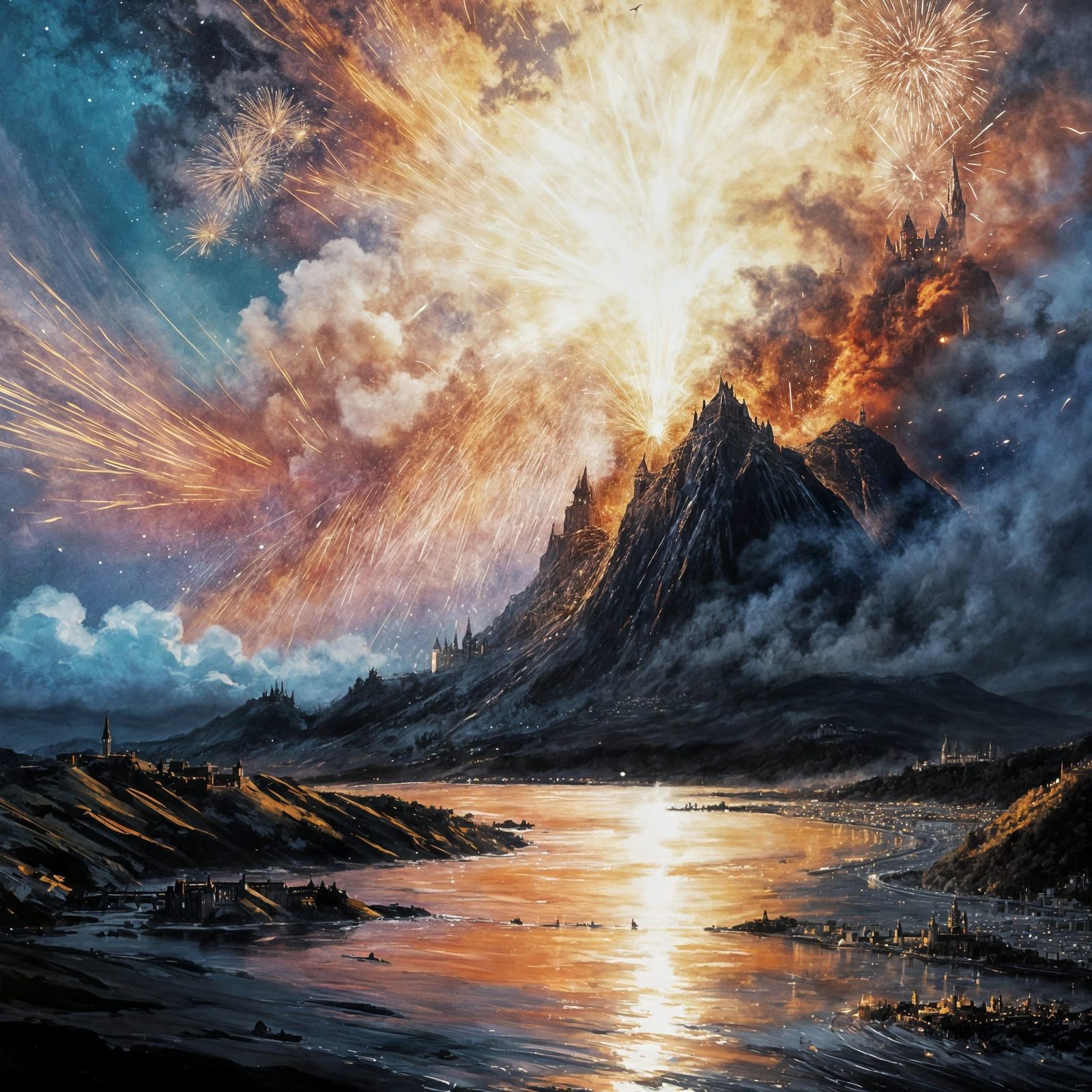 Prehistoric Volcano Eruption in Primordial Sea