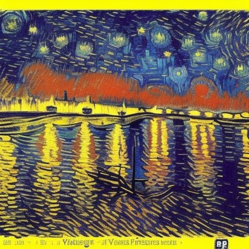 Fireworks Bouquet Over Paris in Post-Impressionist Style