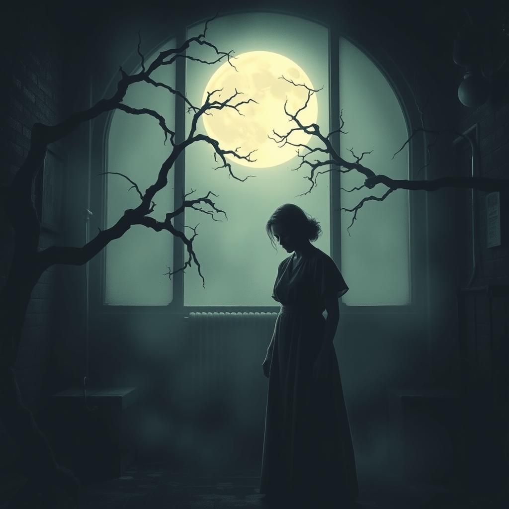 Distressed Nurse Ratched in Gothic Horror Style