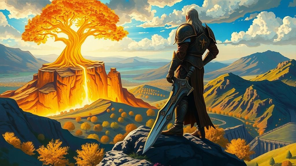 Elden Ring Hero Overlooking Limgrave in Graffiti Art