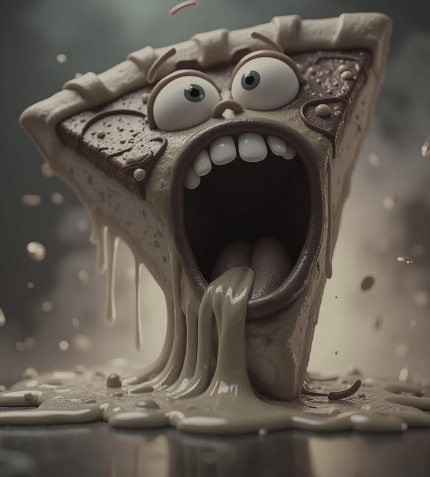 Pizza Slice Meltdown: 3D Digital Art