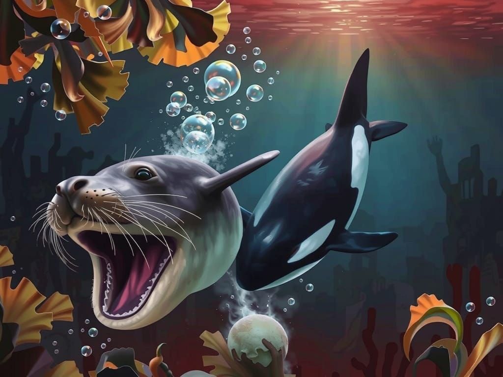 Surreal Seal and Orca Vertigo Illusion