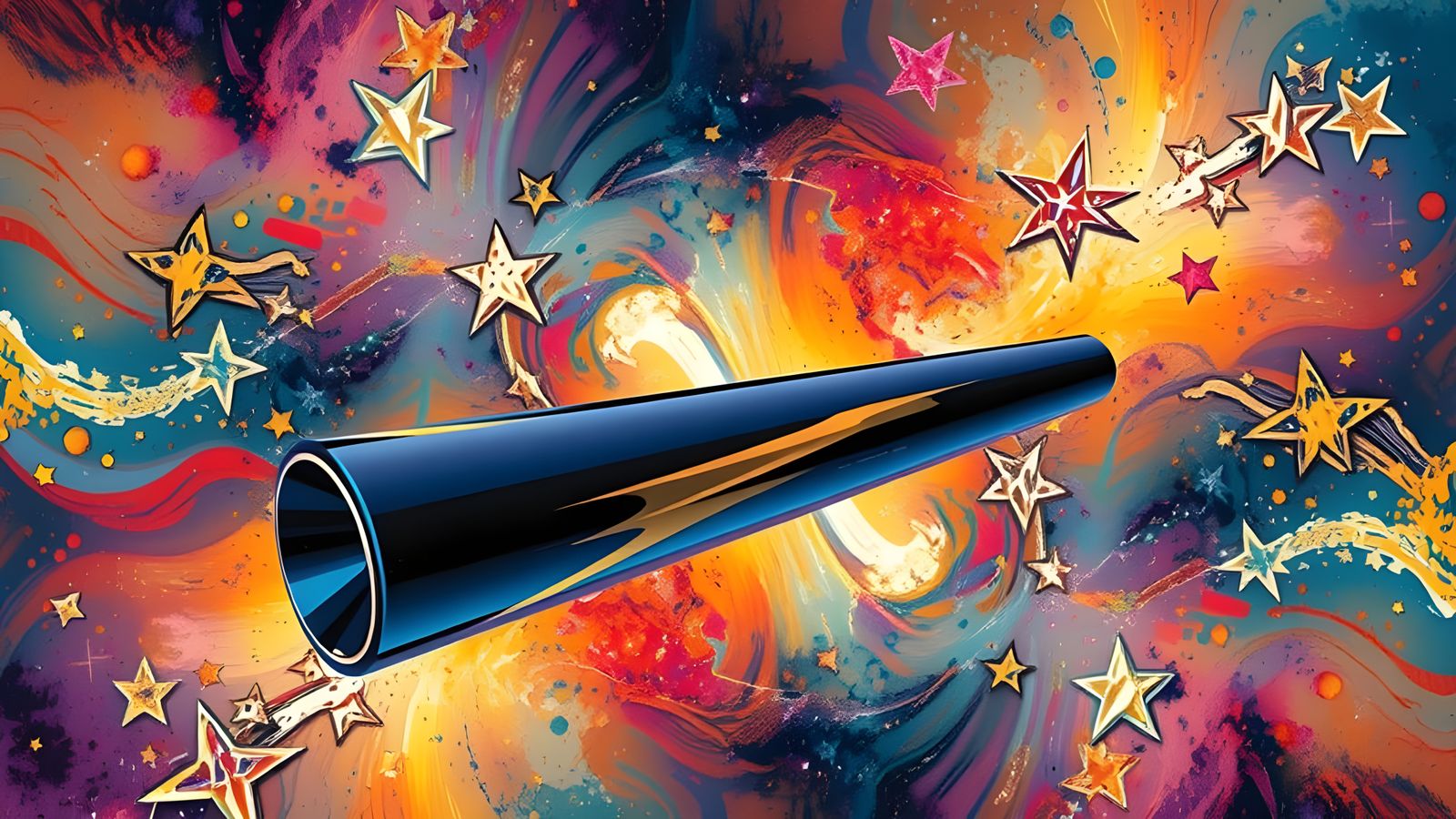 Polychromatic Cylinder Spinning in Abstract Expressionist Vo...