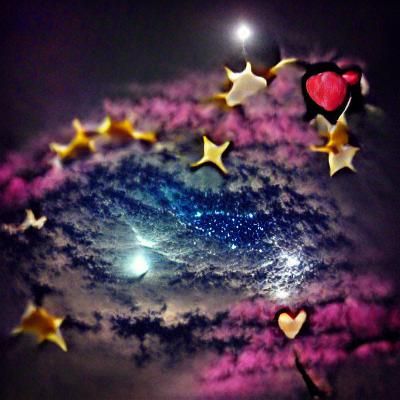 Romantic Night Sky in Love with Glittering Stars