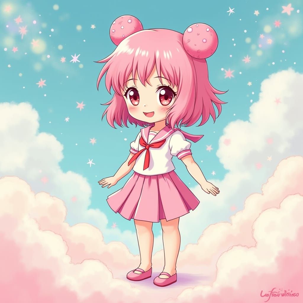 Dreamy Pastel Girl in Sailor Fuku