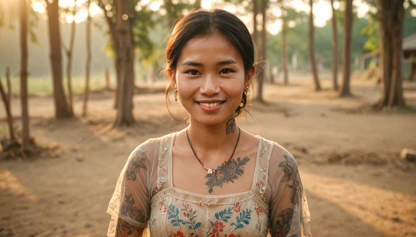 Realistic Portrait of Smiling Southeast Asian Woman