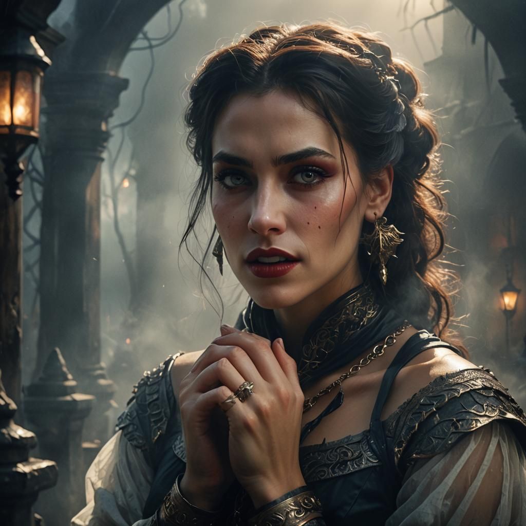 Eerie Dark Fantasy Portrait of a Beautiful Woman